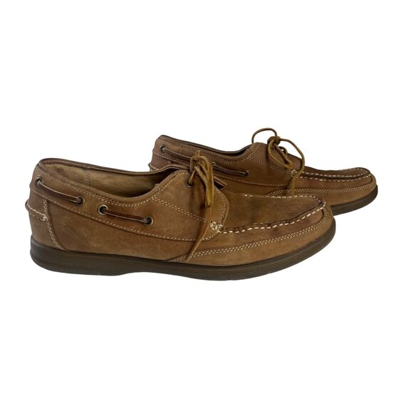 Nunn Bush Leather Boat Shoes Mens 11M Brown Rubber Sole Casual Comfort - Picture 1 of 9